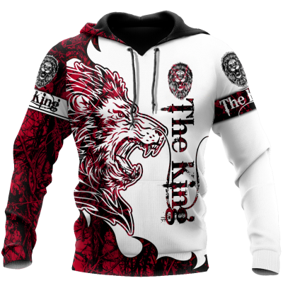 LION CLOTHES: "The Red King Lion Tattoo Over Printed Hoodie TP"