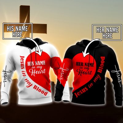 CHRISTIAN CLOTHING: "Premium Jesus Customize Name 3D All Over Printed Couple Shirts"